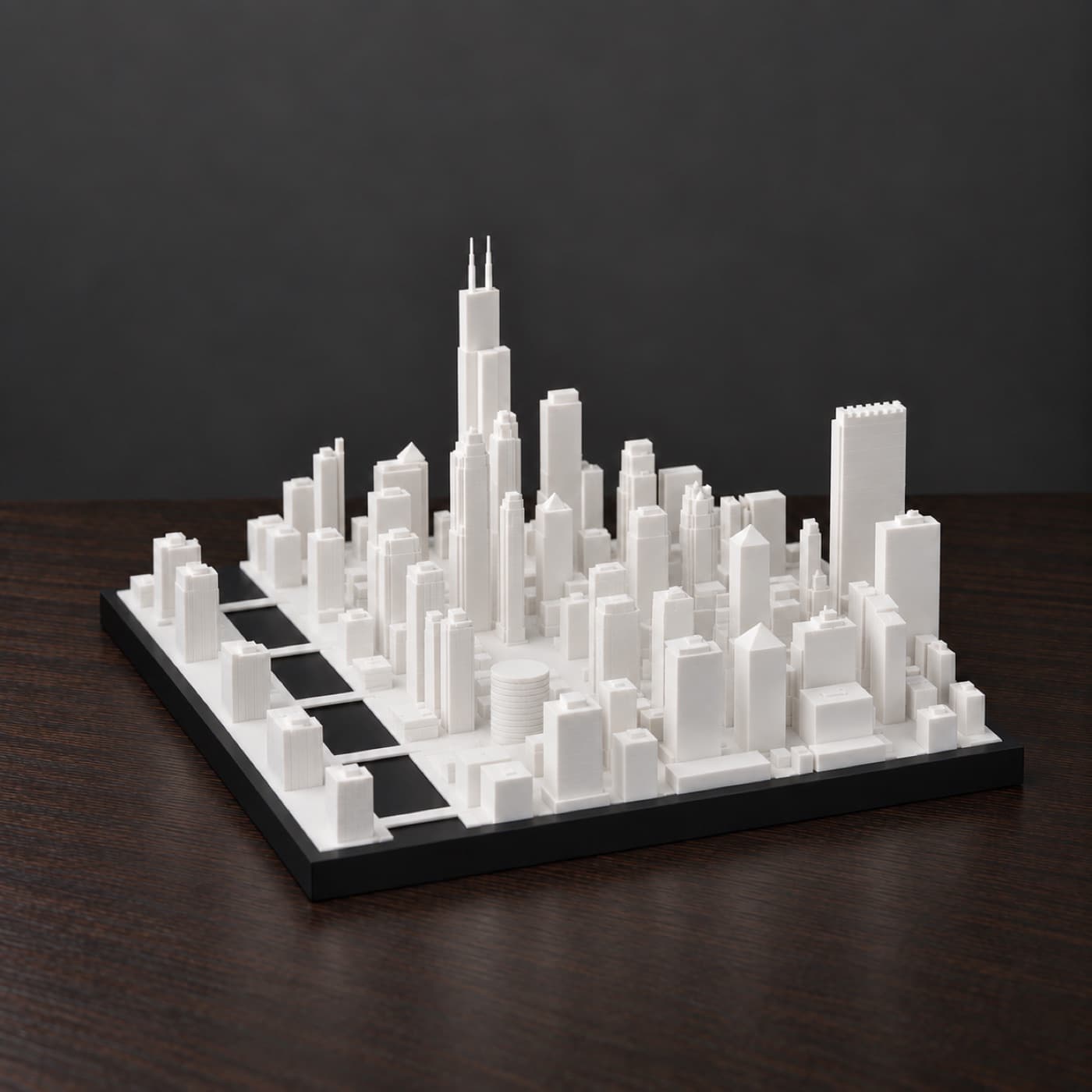Chicago Skyline Lamp unlit, in daylight