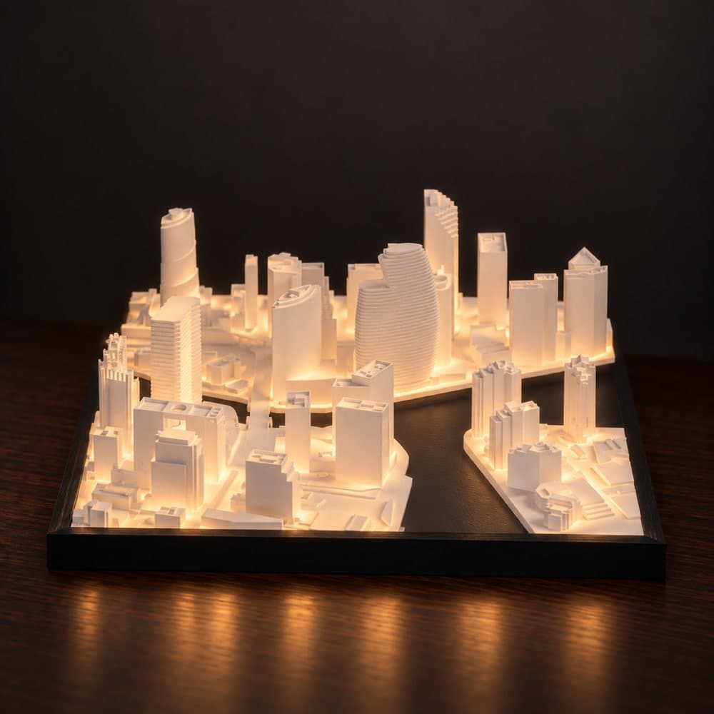 Miami Skyline Lamp, lit